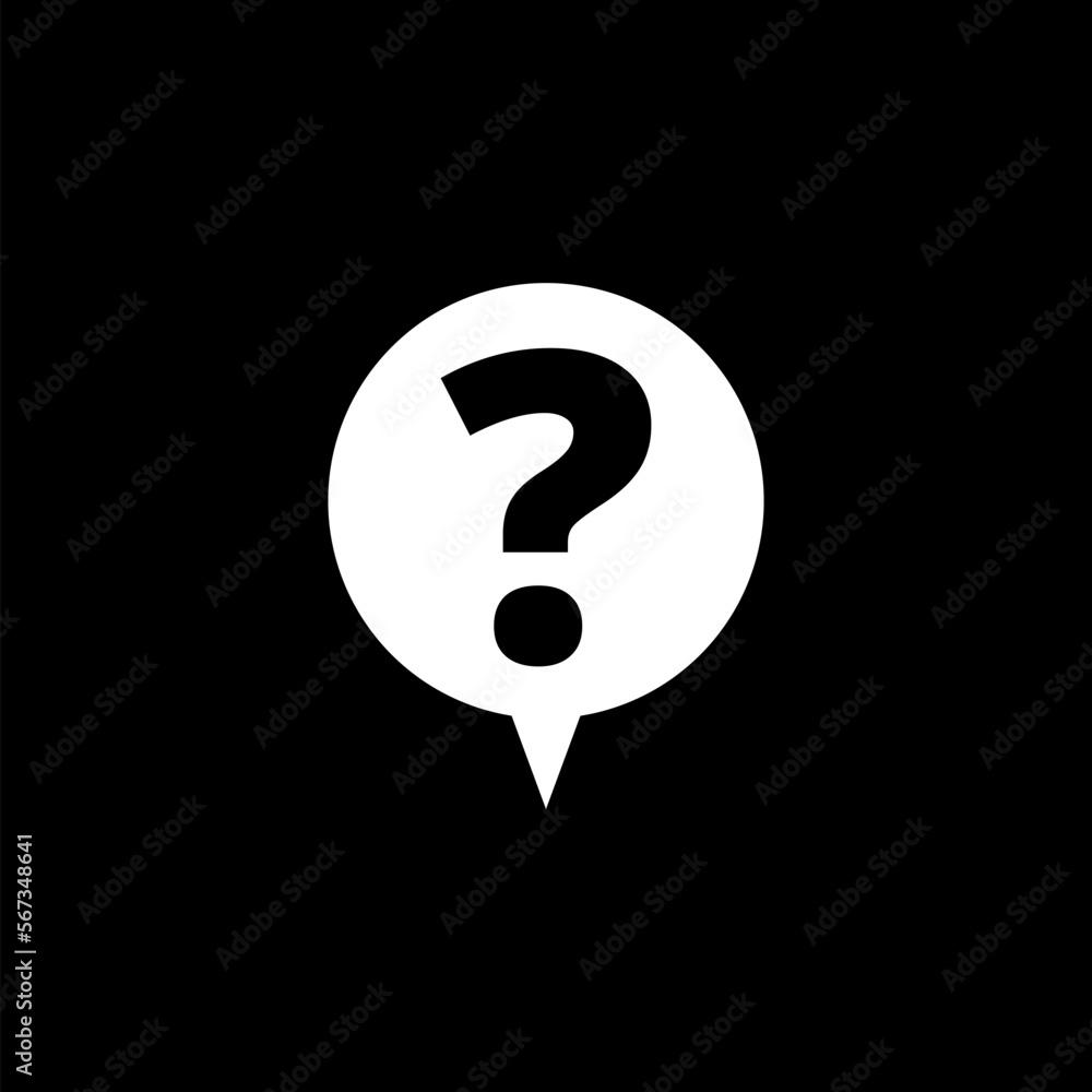 Question icon mark, help or ask bubble graphic symbol, icon isolated on black background. Question icon mark, help or ask bubble graphic symbol, icon isolated on black background.