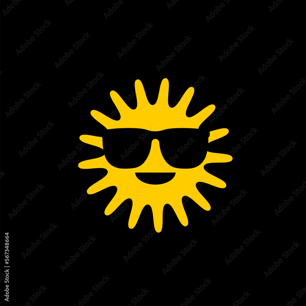 Funny sun with sunglasses icon isolated on black background. Funny sun with sunglasses icon isolated on black background.