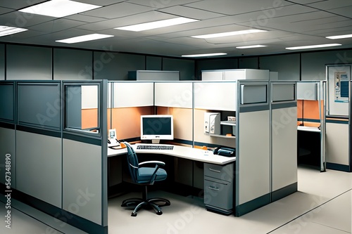 Empty Business Office Cubicle Generative AI