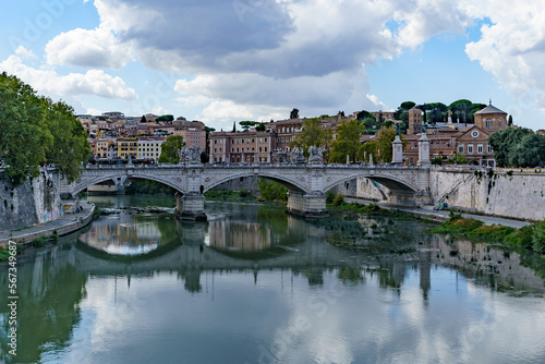 The historic bridge of the Holy Angel over the river Tiber in Rome