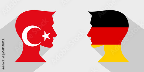 face to face concept. turkey vs germany. vector illustration