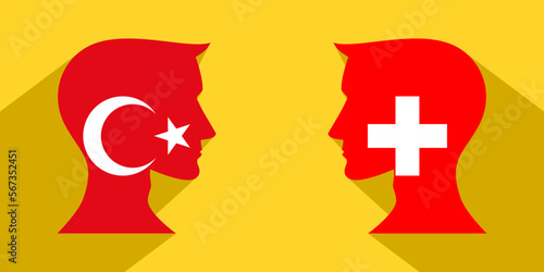 face to face concept. turkey vs switzerland. vector illustration photo