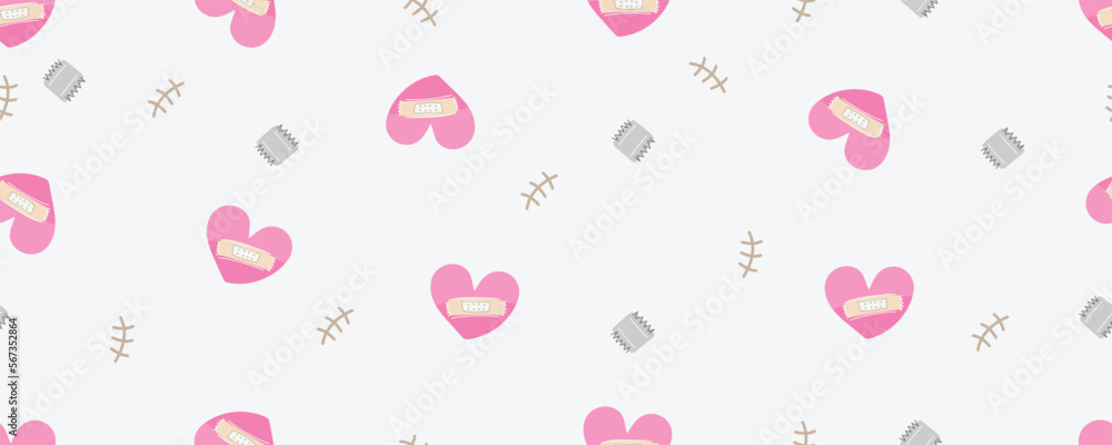 Pastel love Valentine heart doodle pattern