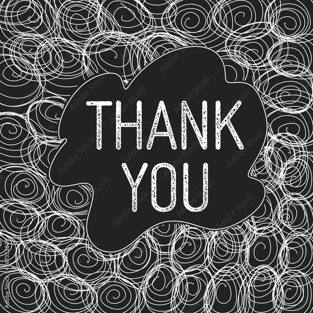 Thank You Black White Circular Scribble Text Stock Illustration | Adobe