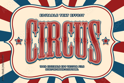Tela decorative circus editable text effect vector