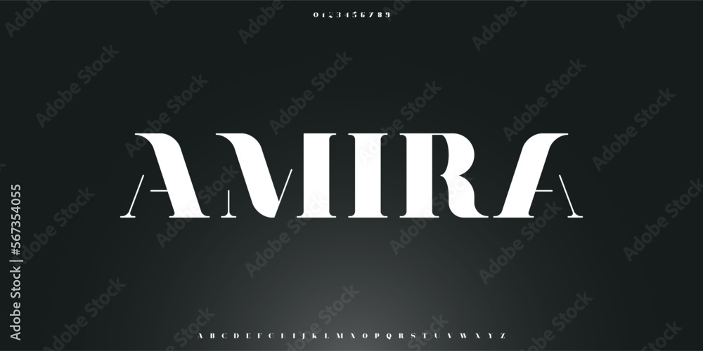 Luxury letter font and AMIRA tech typeface. Minimal Alphabet set ...