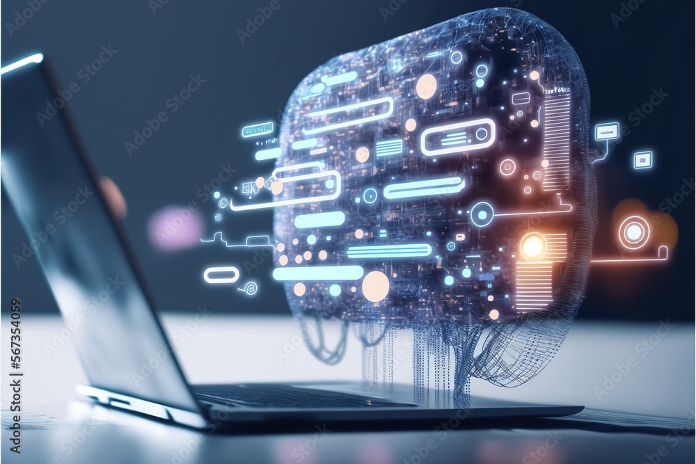  Artificial Intelligence, Knowledge Expertise Intelligence Learn. Technology and engineering. Online training banner, ai - obrazy, fototapety, plakaty 