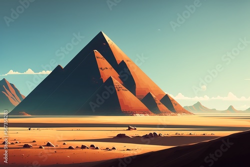 the great pyramid. Fantasy scenery. concept art. Illustration. Generative AI