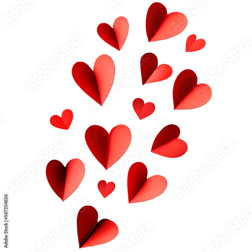 PNG Red paper hearts transparent background. Valentines Day