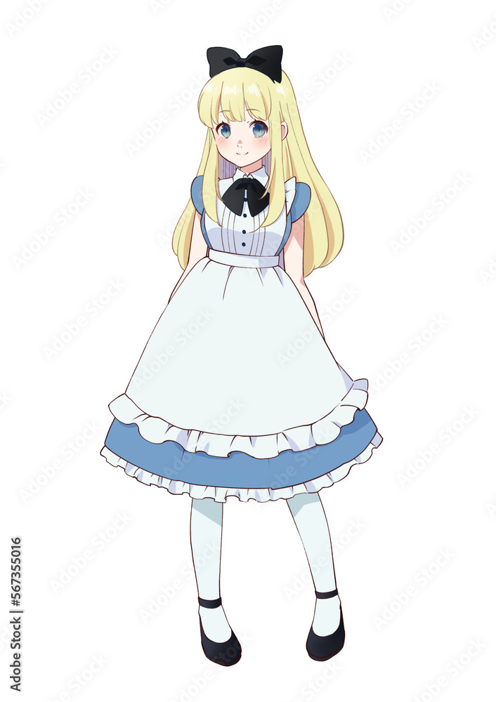 Fototapeta premium アリスのような金髪の女の子の立ち絵 