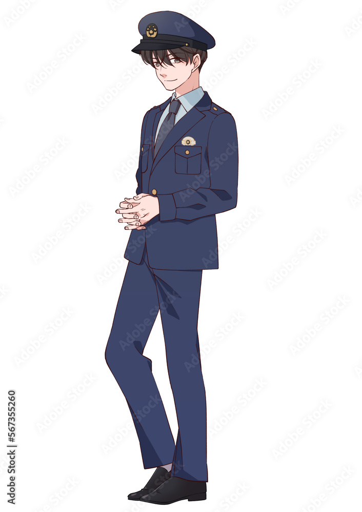 警察官の制服を着たかっこいい男性の立ち絵
