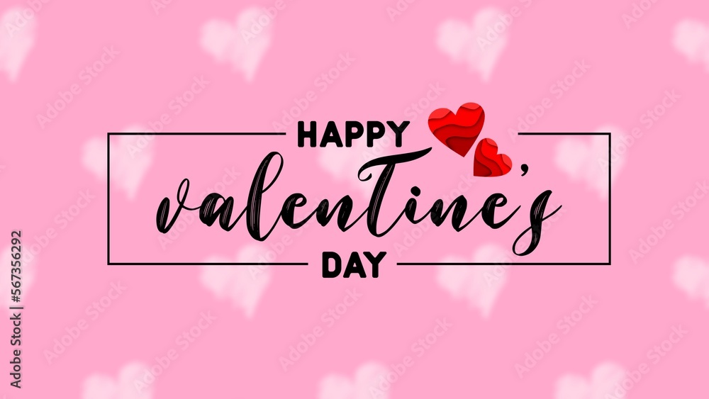 happy valentine`s day typography. vector text design with heart shapes, valentine`s day banner, web banner design for social media, ad, tag, advertisement, printing media, celebration 