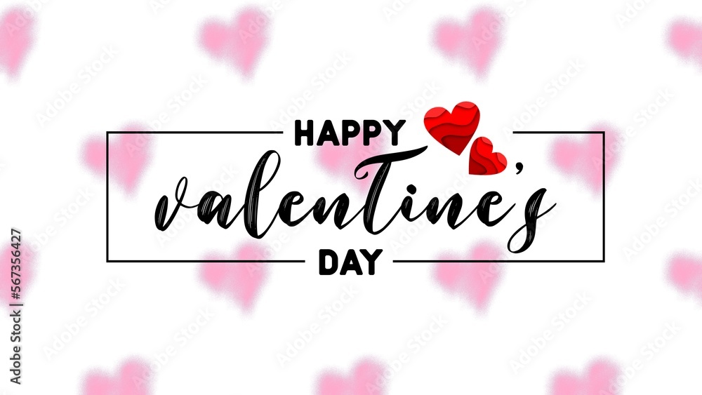 happy valentine`s day typography. vector text design with heart shapes, valentine`s day banner, web banner design for social media, ad, tag, advertisement, printing media, celebration 