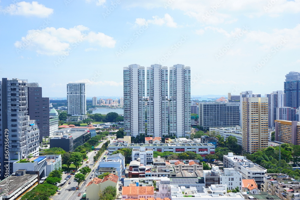 Fototapeta premium Aerial View of Singapore City - シンガポール 街並み