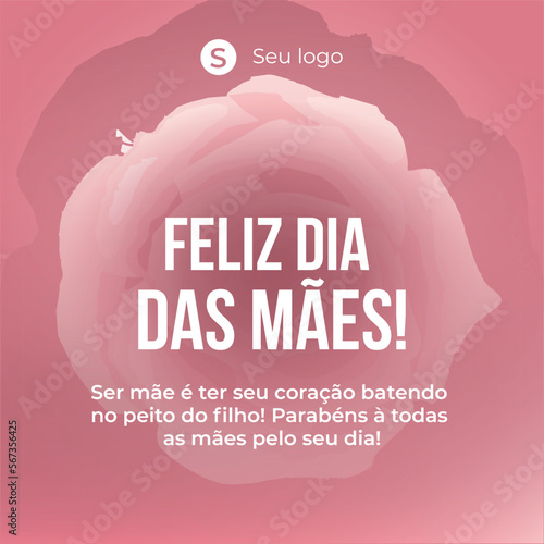 Template de feliz dia das mães com flor