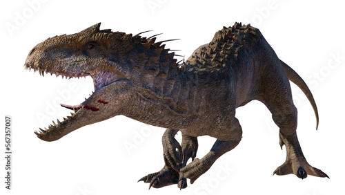 roaring indominus rex dinosaur isolated on blank background PNG