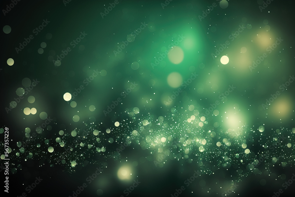 Sparkle Background, soft green. Sparkles. Bright lights. Wallpaper. Depth of Field. Out of Focus. Glitter. Generative AI.