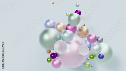 bubbles in the air. colorful balls on a white background. 3d render