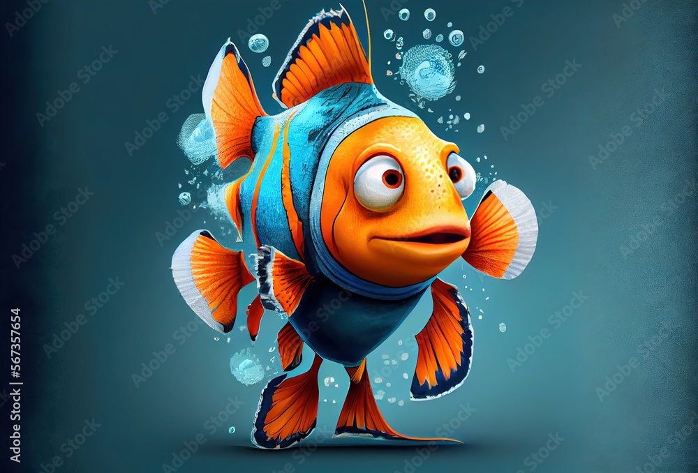 Cute fish in the water, Generative Ai