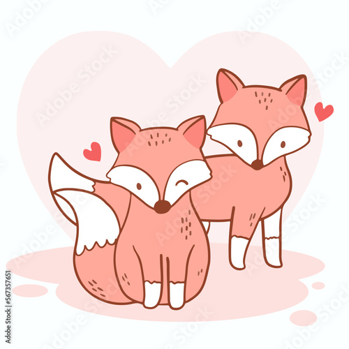 Big isolated hand drawn cartoon vector character design animal couple in love, doodle style Valentine concept flat vector illustration