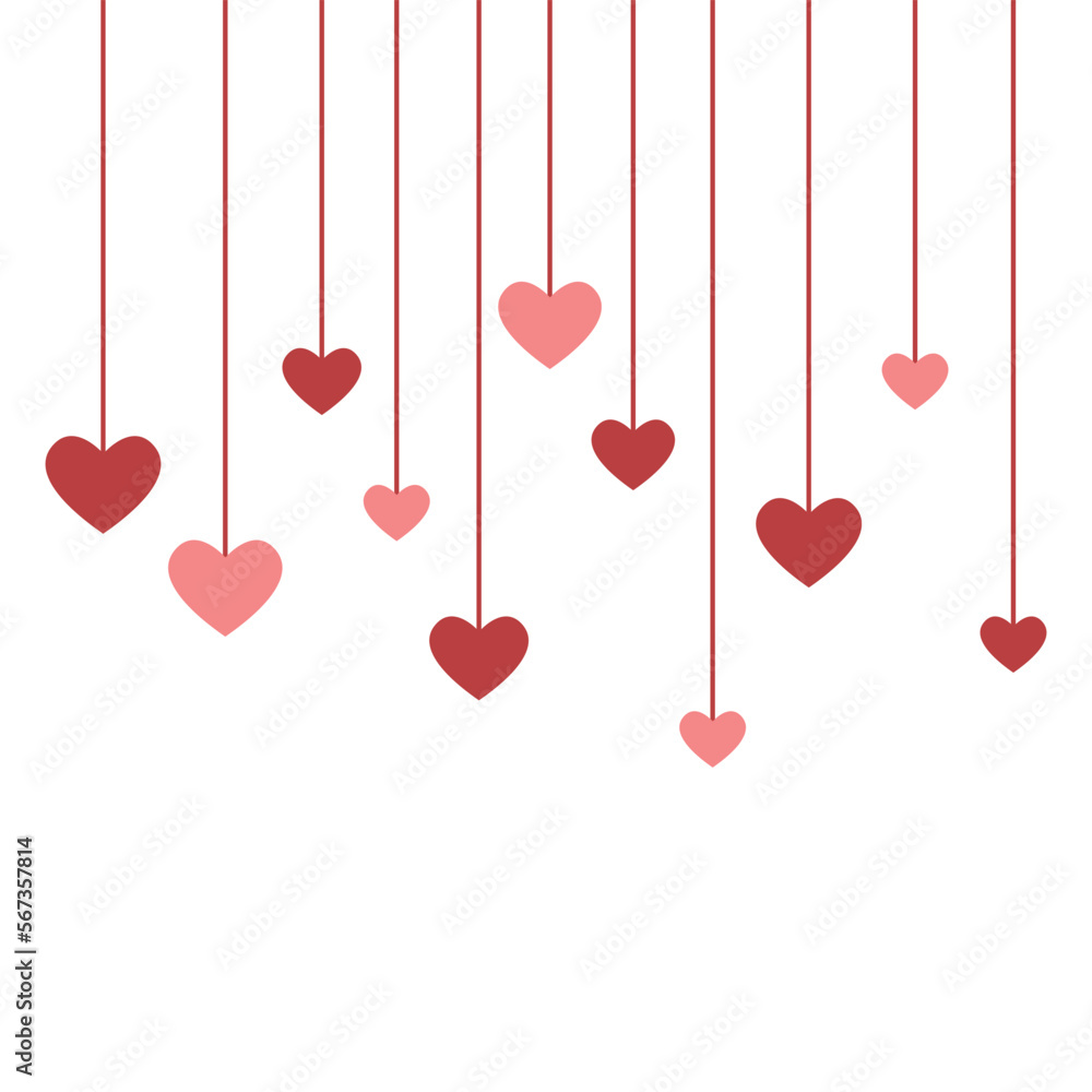 Hanging heart sign background design, for valentine's day, greeting card, birthday, wedding card. Vector illustration.
