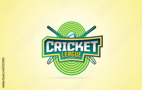 Cricket League logo, id, emblem or lockup with bat and ball