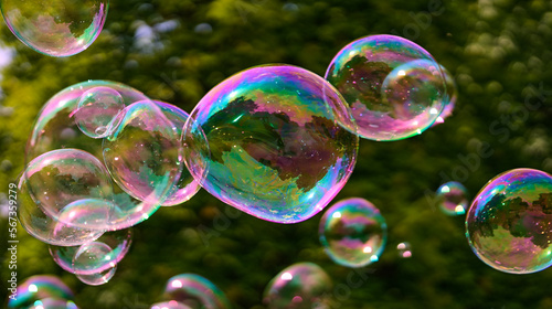 soap bubbles with iridescent stains