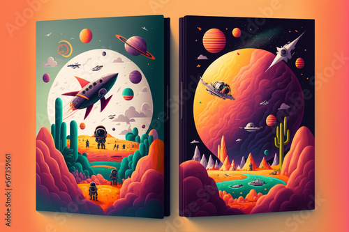 The Space Explorers: A Graphic Novel for Kids - Digital Art, unique illustration concept | Generative AI	