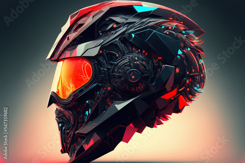 Futuristic Motorcycle helmet- Digital Art, unique illustration concept | Generative AI	