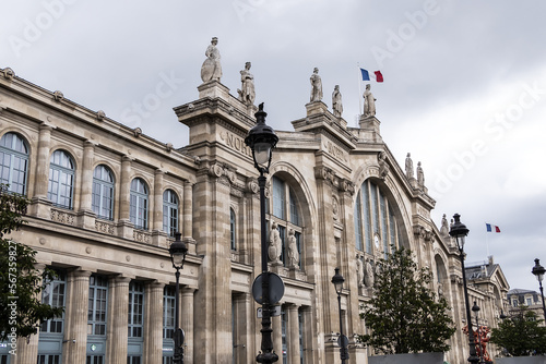 Architectural fragments of North Station  Gare du Nord  1864  - one of the six large termini in Paris  largest and oldest railway stations in Paris. France.