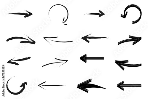 Hand drawn arrows icon set isolated