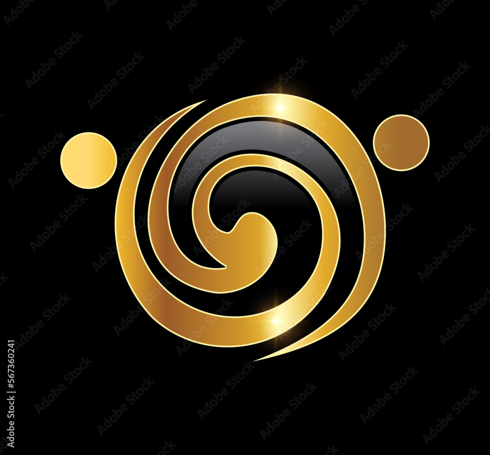 Obraz premium Golden Simple People Logo vector icon