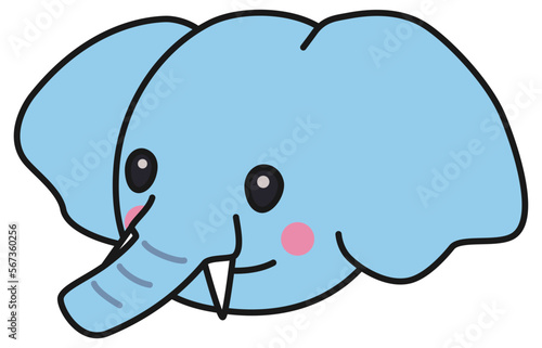 キバのあるゾウの顔イラスト