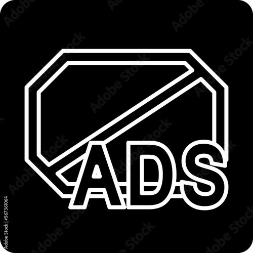 solid double line Ads Blocked design vector icon