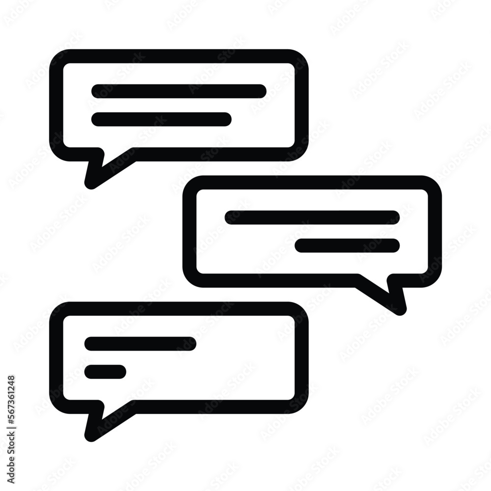 Conversation or chat icon with text in speech bubble Conversation or chat icon with text in speech bubble