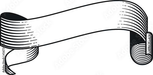 Decorative ribbon scroll. Vinatge engraving blank banner