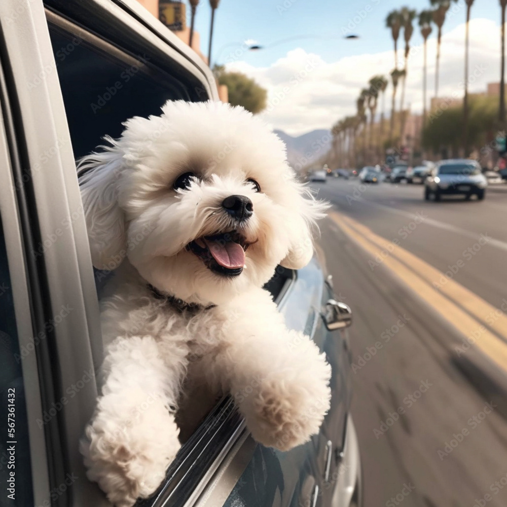 Happy Dog Hanging Out Car Window Happy Dog Hanging Out Car Window
