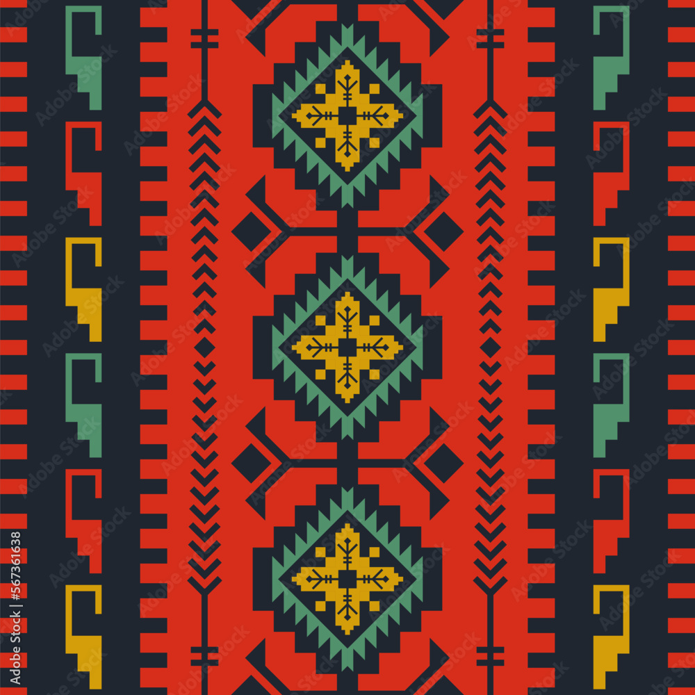 Ethnic seamless pattern. Tribal kilim. Mexican, Aztec, Turkish geometric print. 