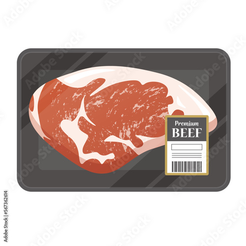 パックされた牛肉