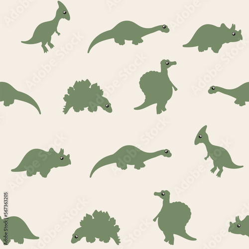 Dinosaur seamless pattern. Vector fabric texture. Cartoon vector. Decorative kids background