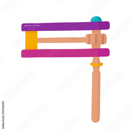 Purim grogger in flat style. Png, vector traditional musical toy noisemaker, rachet photo