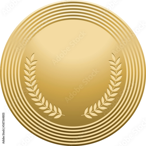 Gold round badge mockup. Metal quality medal