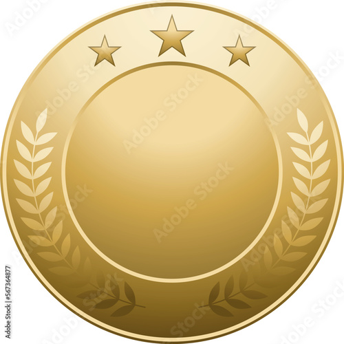 Golden medal mockup. Realistic round honor badge