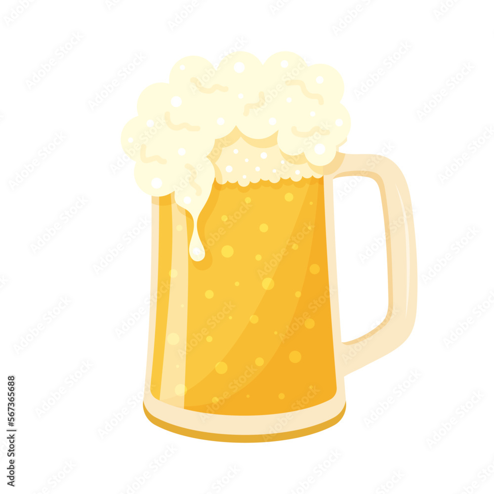 Mug of beer with foam isolated on white. Saint Patricks Day holiday symbol. Mug of beer with foam isolated on white. Saint Patricks Day holiday symbol.
