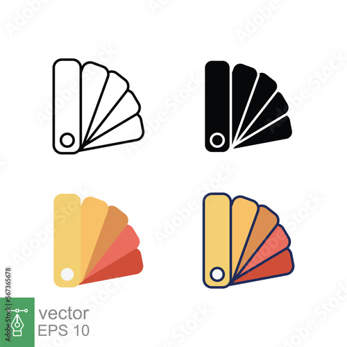 Color palette icon in different style. Colored and black color chart vector icons designed in filled outline, line, glyph and solid style. Vector illustration isolated on white background. EPS 10.