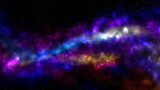 Starfield. Space abstract background with nebula and shining stars. The infinite universe and starry night. Colorful milky way with the cosmos particle and the stardust. Mystic colorful galaxy