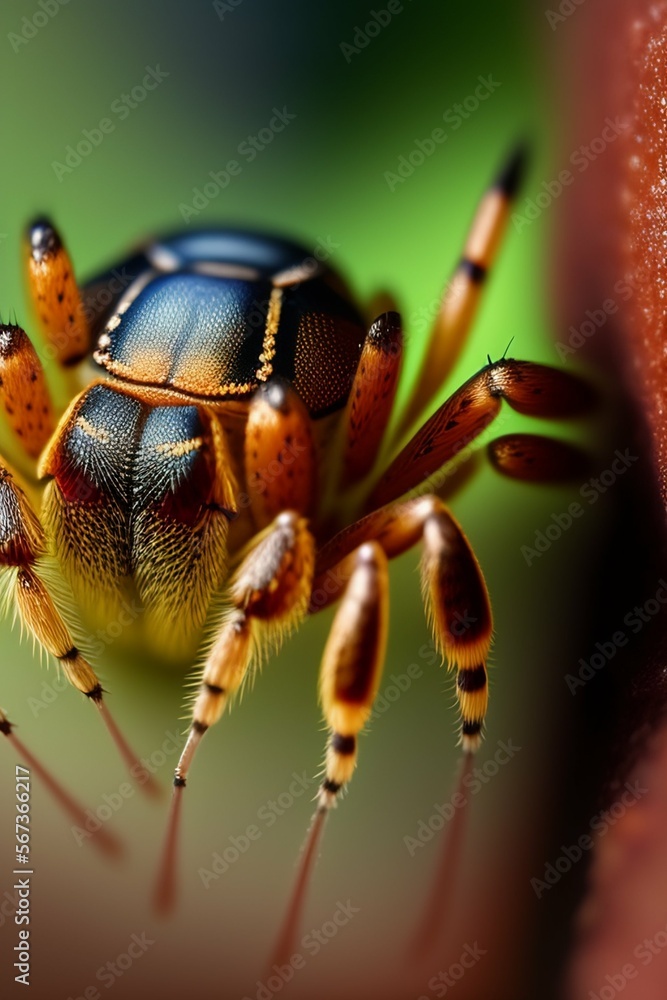 Fototapeta premium A large spider on the flower as if photographed by a macro lens