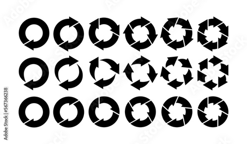 循環・回転・リサイクルのイメージに使える円形矢印・サークル図セット