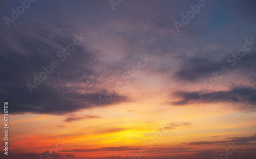 Beautiful sky with clouds during sunset or sunrise. Panoramic skyscape. © Артур Ничипоренко