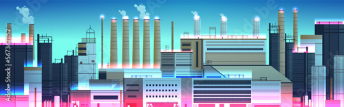 energy generation plant with chimneys electricity production industrial manufacturing building heavy industry factory